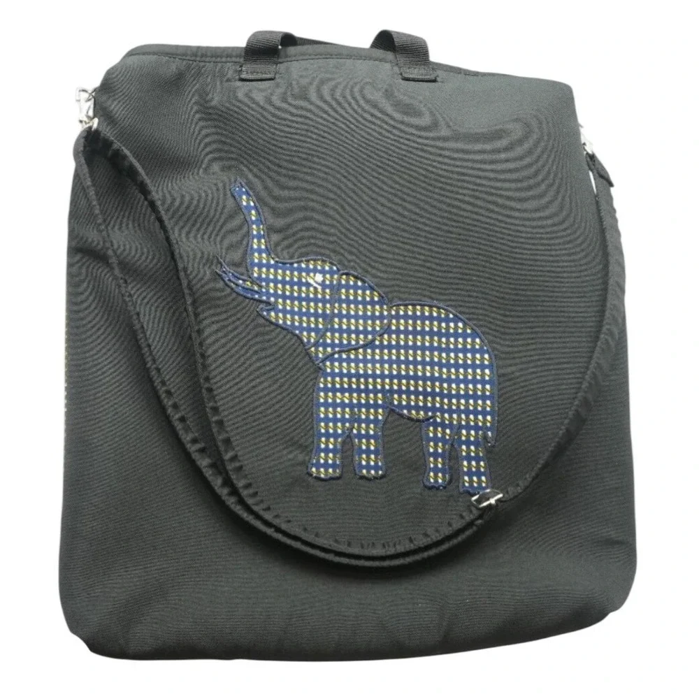 Elephant Tote Bag Womens‎ Large Black Excellent Canvas Graphic Shoulder